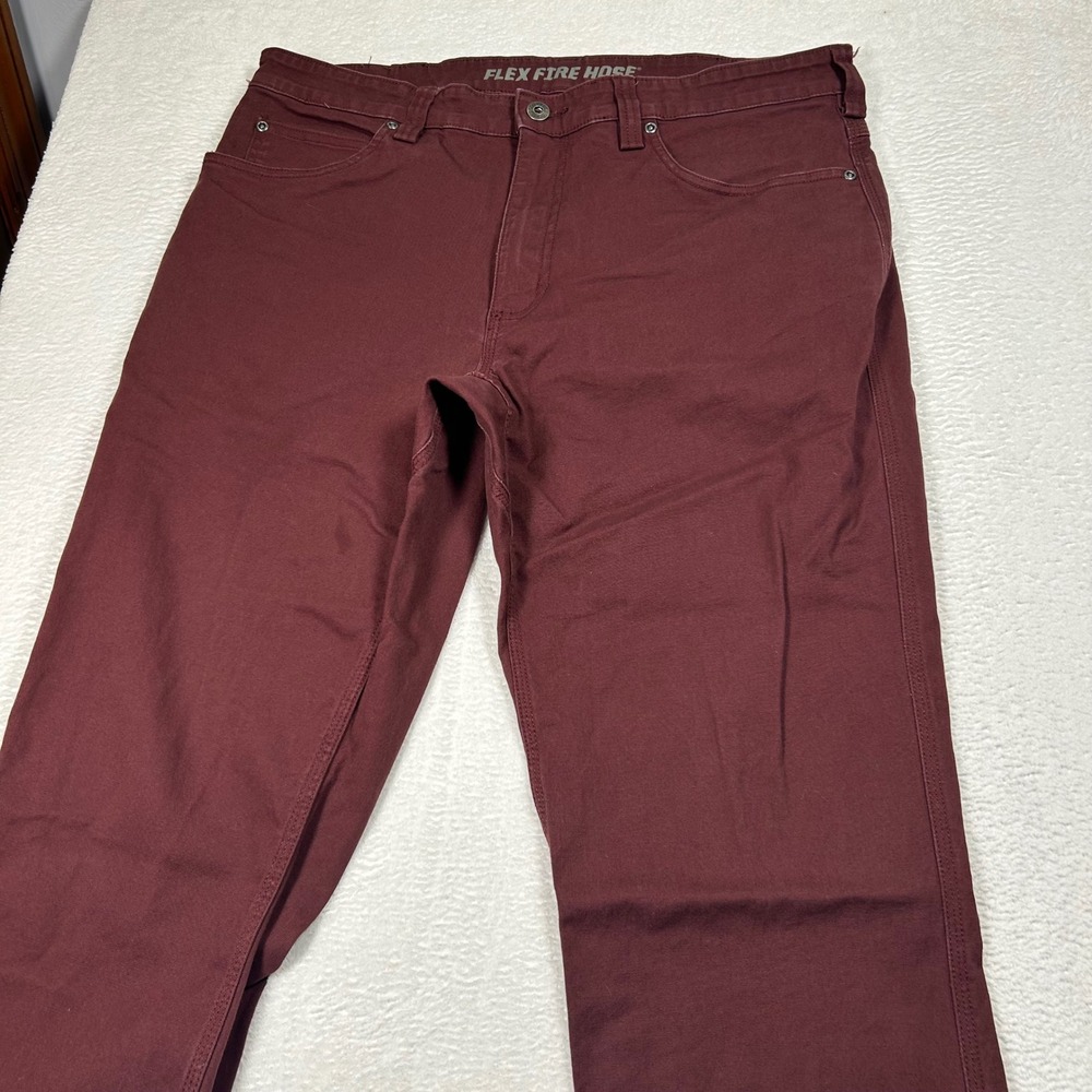 Duluth Trading Co Flex Fire Hose Pants Slim Fit Men 36x34 Burgundy Work Trousers